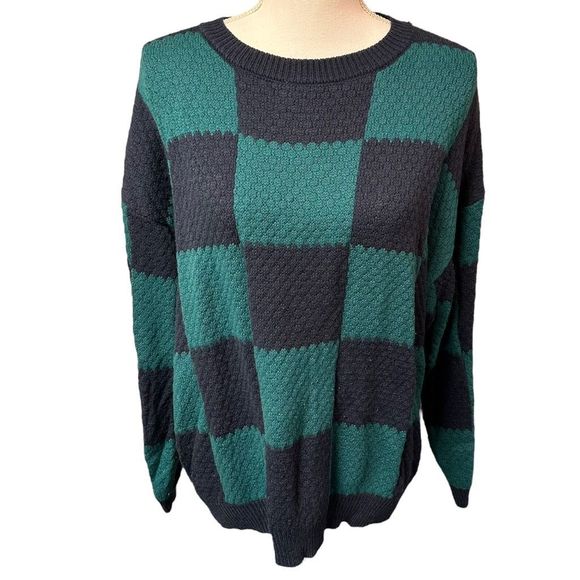 wild fable | Sweaters | Wild Fable Target Green Black Checkered Pattern  Sweater Womens Large Tanjiro | Poshmark